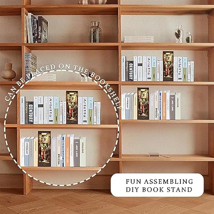 DIY BOOK NOOK KITS, ASSEMBLE 3D WOODEN PUZZLES BOOKSHELF INSERT WITH LED LIGHT, BOOKNOOK KITS BOOK DECOR GIFTS FOR TEENS ADULTS - Image 4